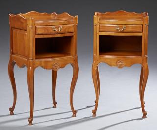 Appraisal: Pair of French Louis XV Style Carved Cherry Nights Pair