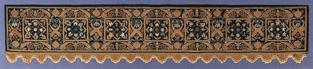 Appraisal: Bed Valance Bed Valance Portugal th century silk embroidery and