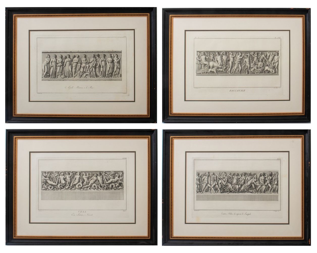 Appraisal: ITALIAN ENGRAVINGS OF MYTHOLOGICAL FIGURES Four engravings of mythological figures