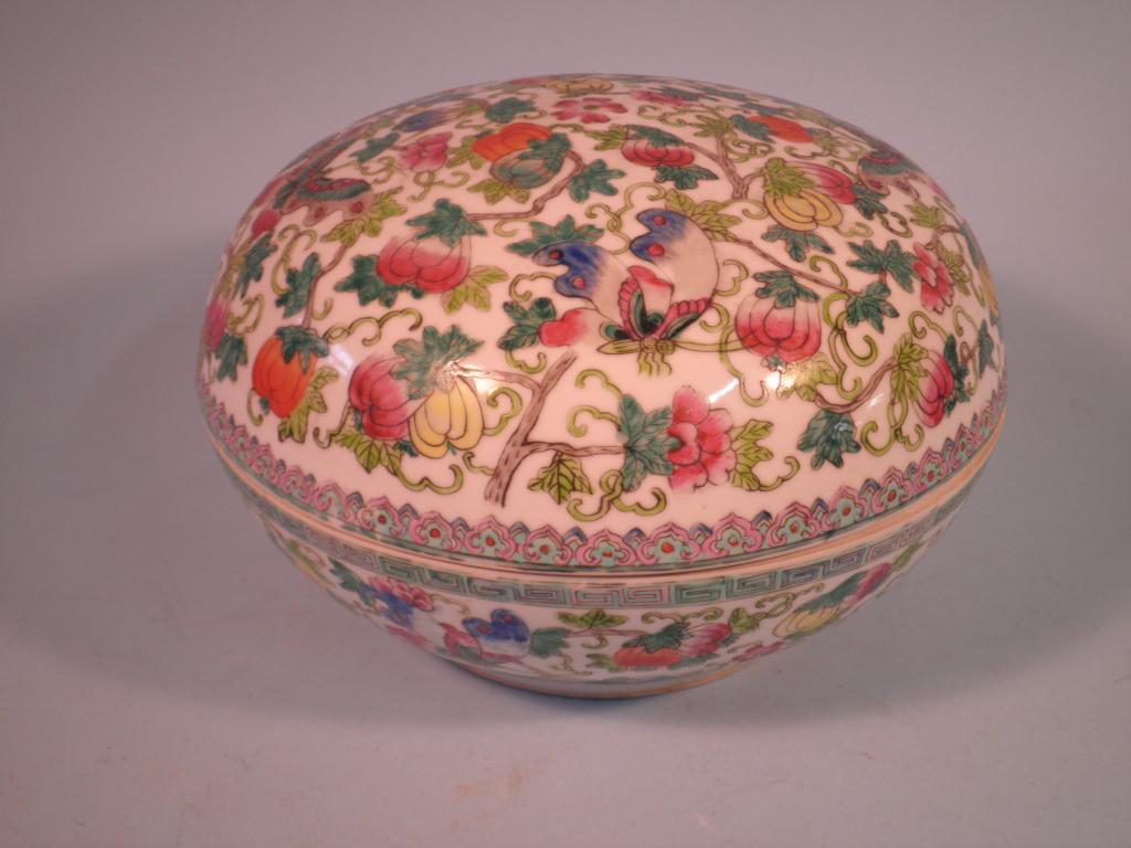 Appraisal: A Chinese porcelain circular domed box and cover painted with