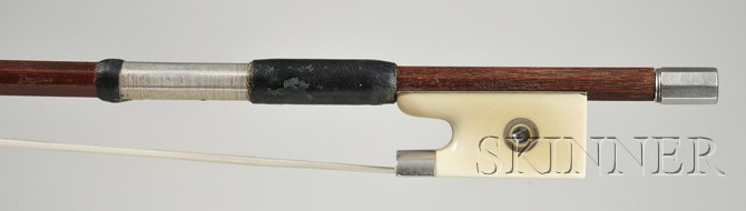 Appraisal: Silver and Ivory Mounted Violin Bow Possibly Nurnberger Workshop the