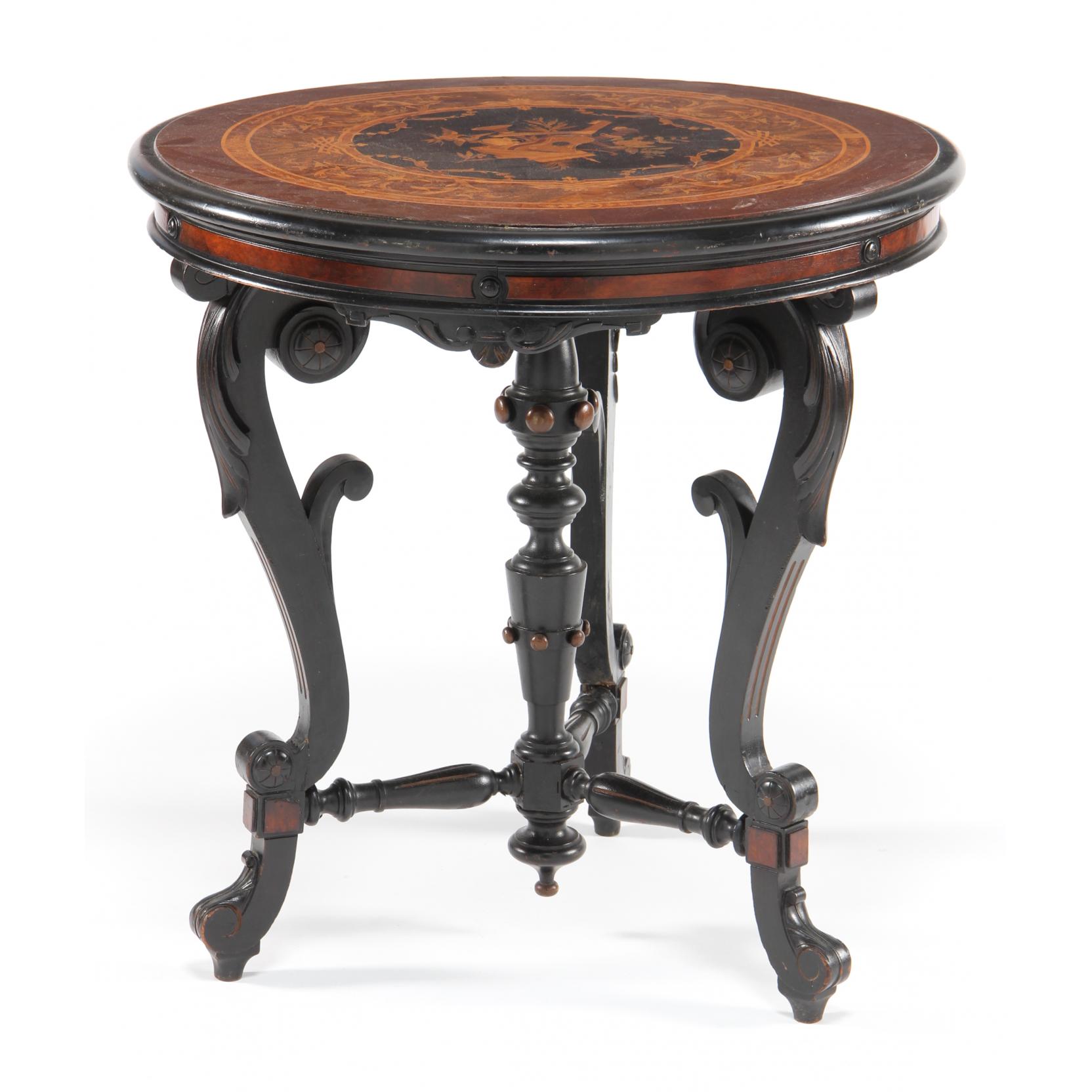 Appraisal: American Aesthetic Revival Inlaid Parlor Table probably New York circa