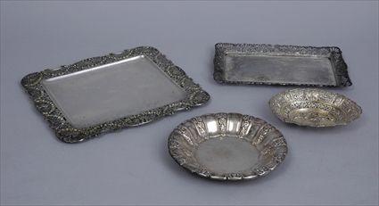 Appraisal: GROUP OF CONTINENTAL SILVER TABLE ARTICLES Comprising rectangular trays and