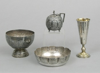 Appraisal: A Lot of Four Silver Metal Items A lot of