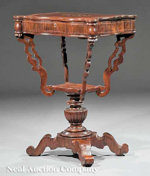 Appraisal: A Good Louis Philippe Inlaid Rosewood Work Table mid- th