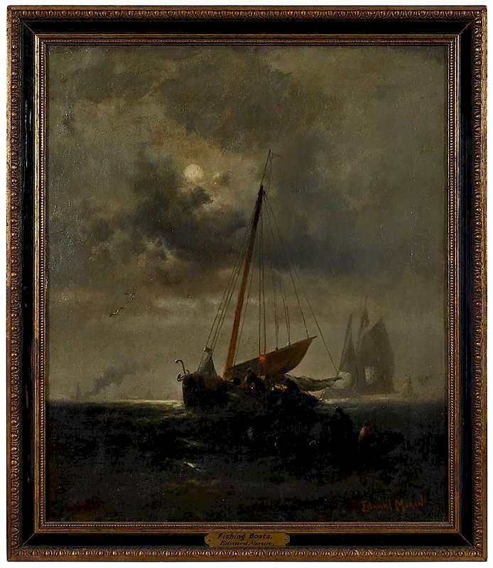 Appraisal: Edward Moran British America - Fishing Boats signed lower right