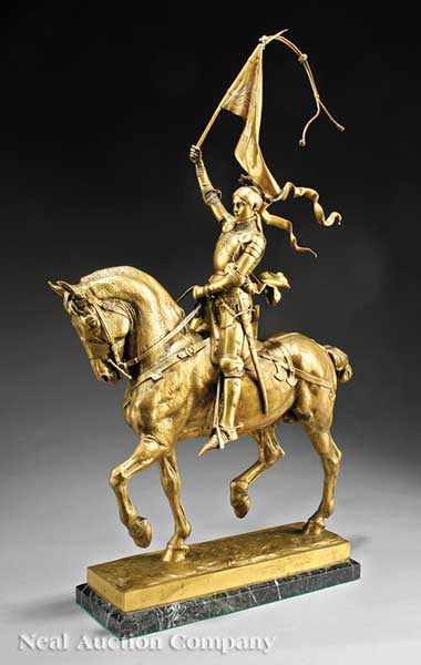 Appraisal: An Antique French Gilt Bronze Statuette of Jeanne d'Arc Cheval