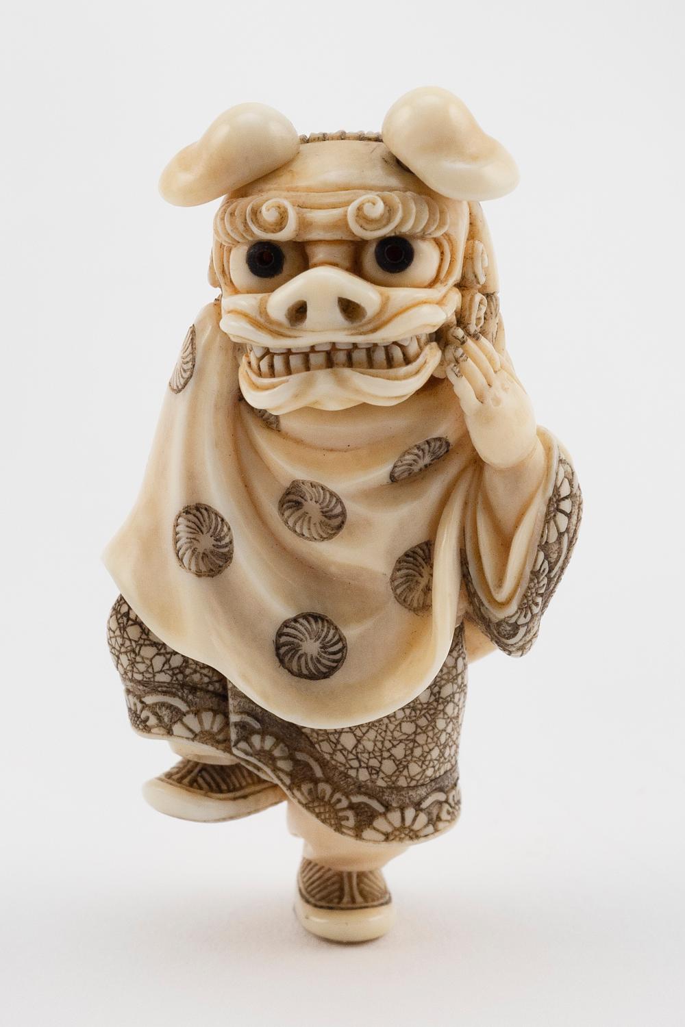 Appraisal: JAPANESE NETSUKE BY KUYA TH CENTURY HEIGHT JAPANESE NETSUKE BY