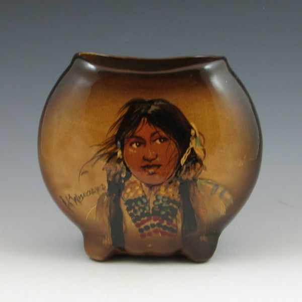 Appraisal: Rick Wisecarver pillow vase with Native American Indian girl portrait