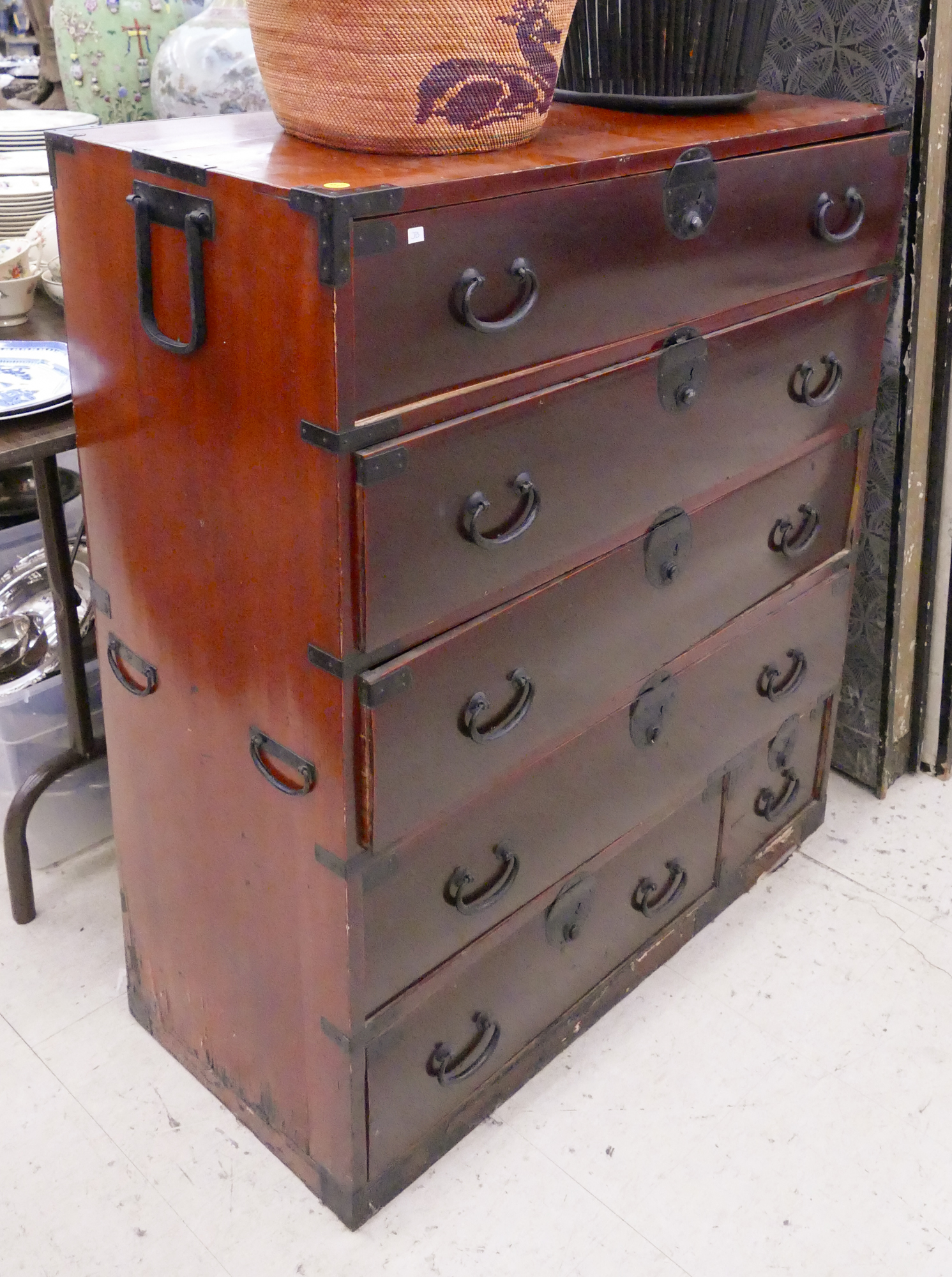 Appraisal: Japanese Meiji Lacquered Drawer Tansu Chest- x x ''