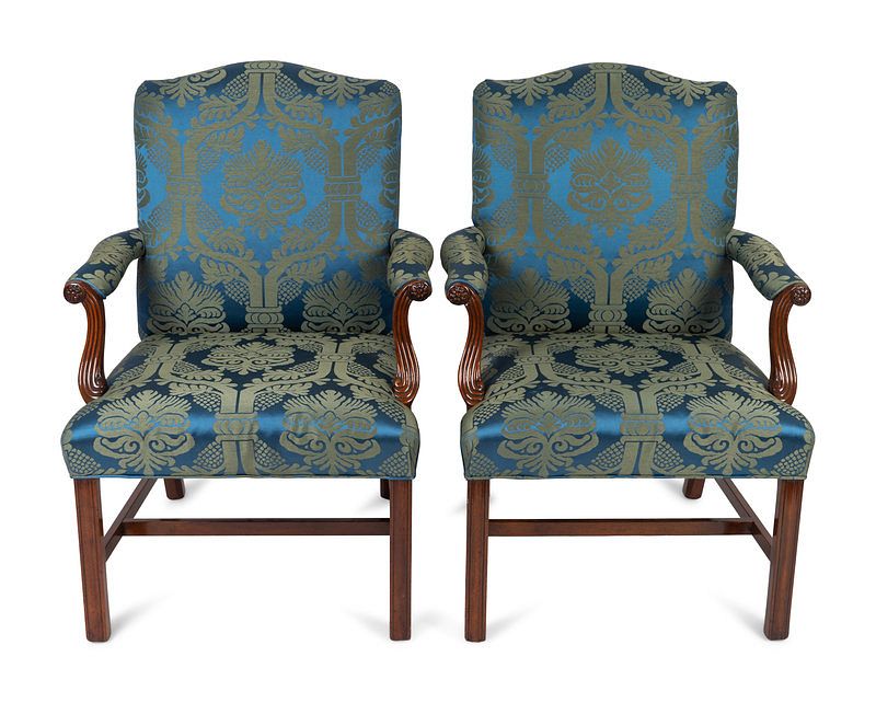 Appraisal: A Pair of Georgian Revival Mahogany Open Armchairs Height x