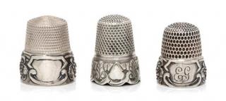 Appraisal: A Pair of American Silver Grapevine Thimbles Simons Bros Philadelphia