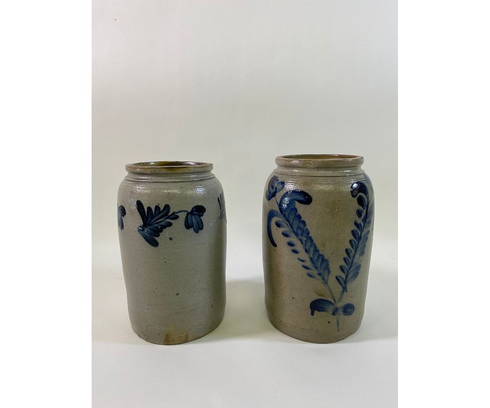 Appraisal: Two Stoneware Crocks Two -gallon stoneware crocks each with blue