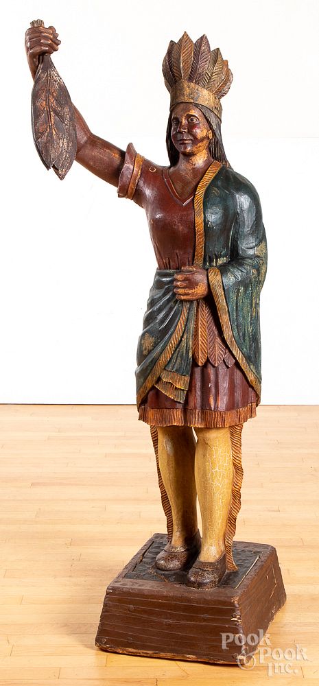 Appraisal: Contemporary carved cigar store Indian Princess Contemporary carved and painted