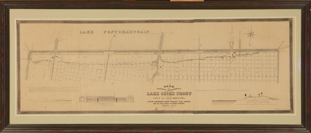 Appraisal: Antique Map of New Orleans Lakefront Plan of Proposed Improvements