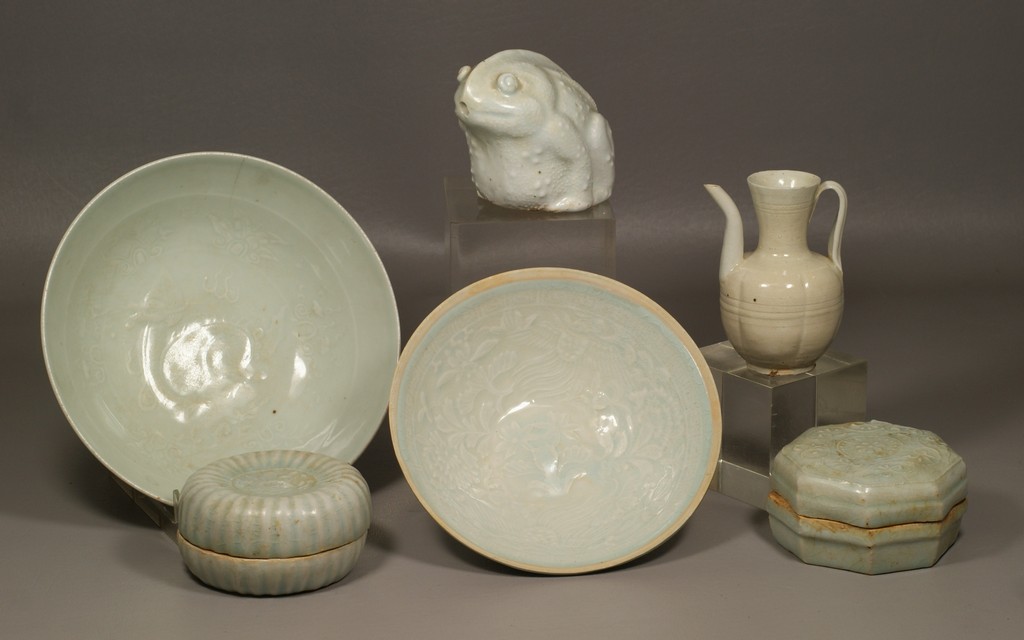 Appraisal: pcs of Celadon Glazed Asian Ceramics to include covered boxes