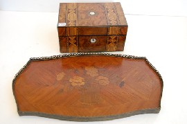 Appraisal: VICTORIAN WALNUT INLAID JEWELLERY BOX AND INLAID TRAY