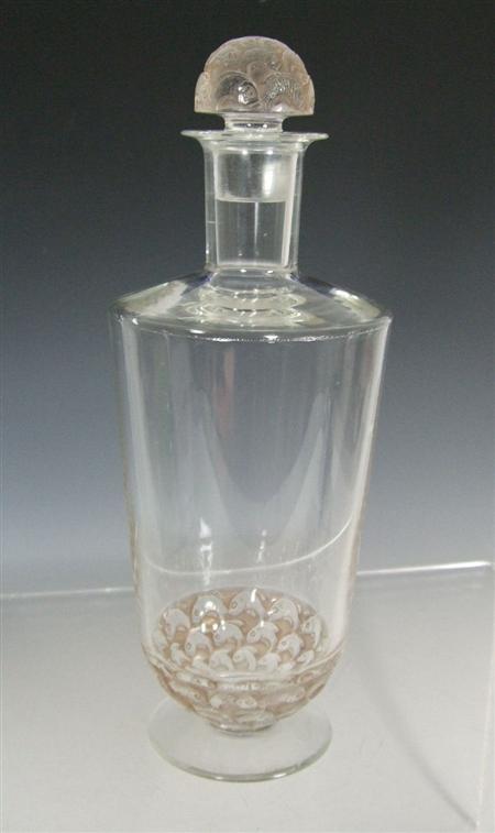 Appraisal: LALIQUE 'POUILLY' DECANTER AND STOPPER CIRCA clear and frosted glass