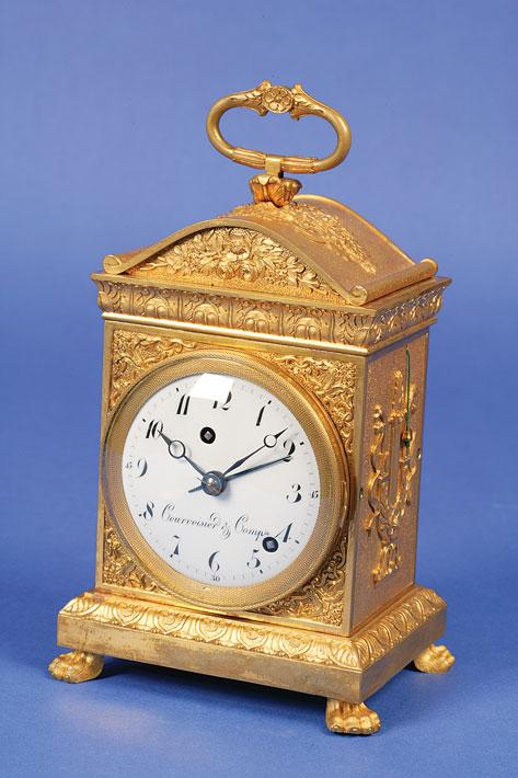 Appraisal: A TH CENTURY GILT METAL MANTEL CLOCK the white enamelled