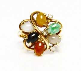 Appraisal: A ct gold multi-coloured gemstone and diamond set cocktail ring