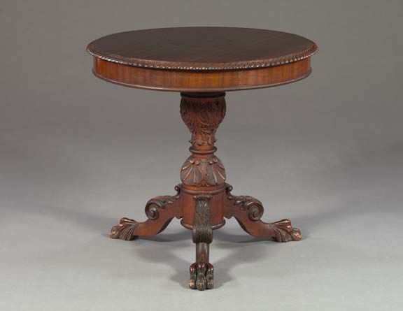 Appraisal: American Mahogany Circular Pedestal Table th century in the classical