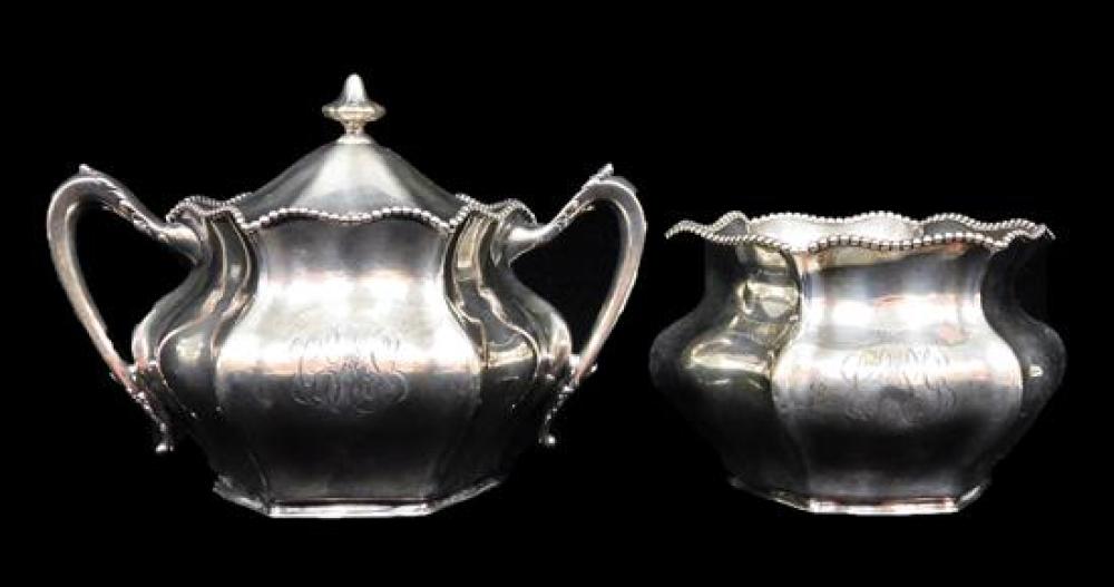 Appraisal: STERLING Matching covered sugar bowl and waste bowl by Reed