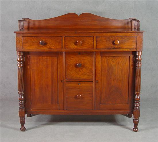 Appraisal: Walnut Transitional Sideboard Circa Scalloped backsplash Turned spindle gallery above