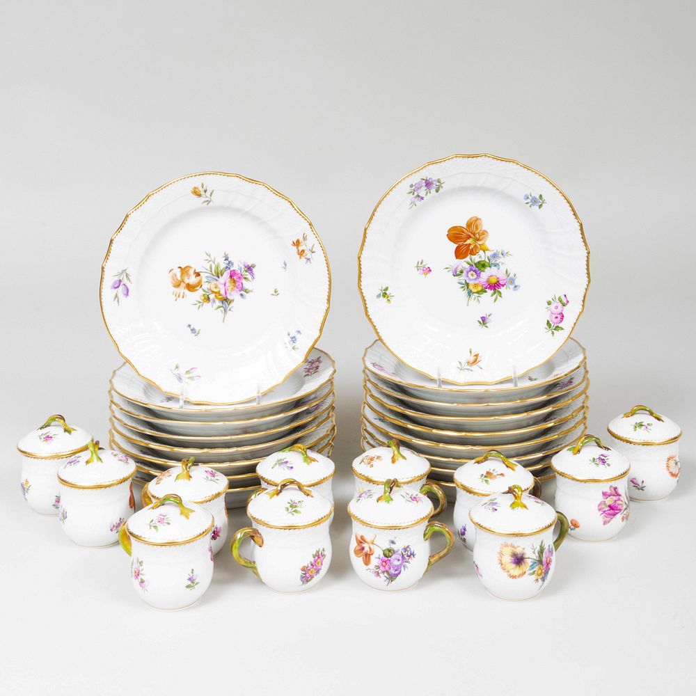 Appraisal: Royal Copenhagen Porcelain Dessert Wares in the 'Saxon Flower' Pattern