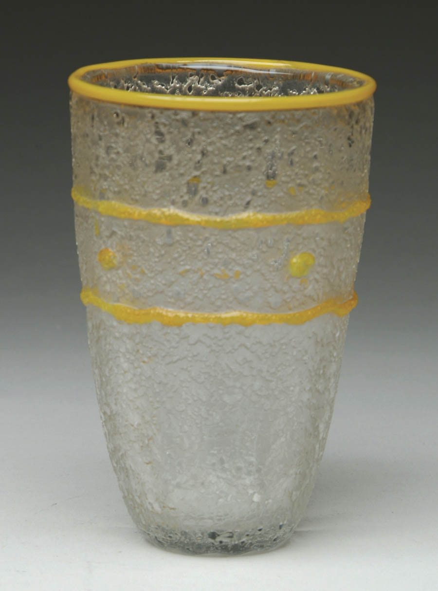 Appraisal: DAUM NANCY DECO VASE Textured clear vase with applied yellow