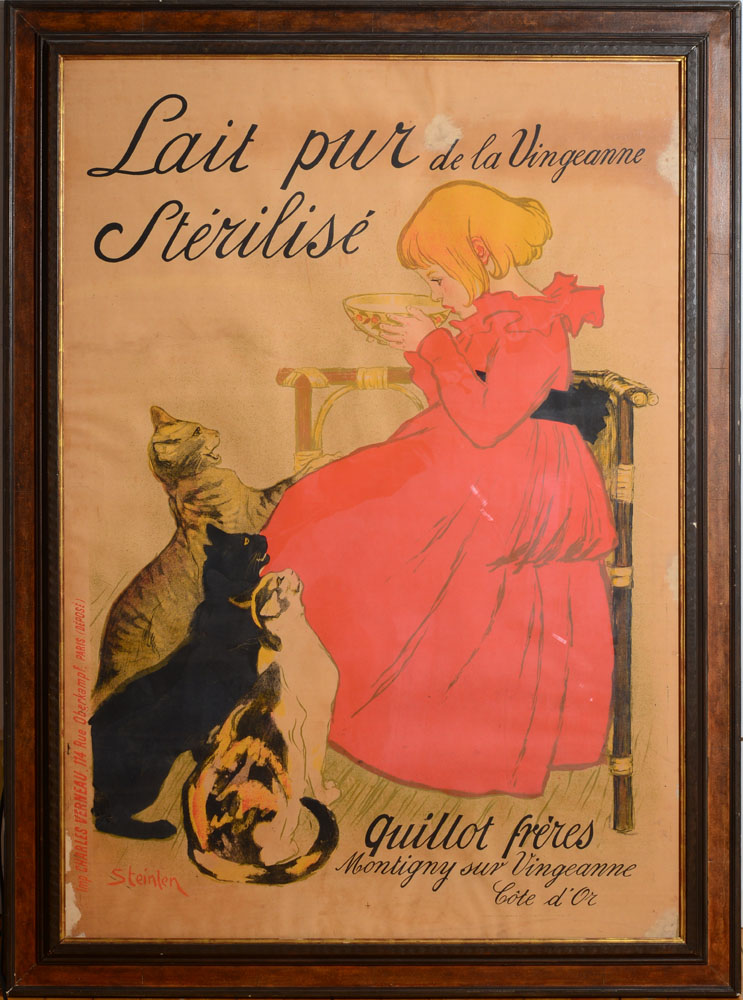 Appraisal: TH OPHILE-ALEXANDRE STEINLEN - LAIT PUR STERILIS Lithographic poster in