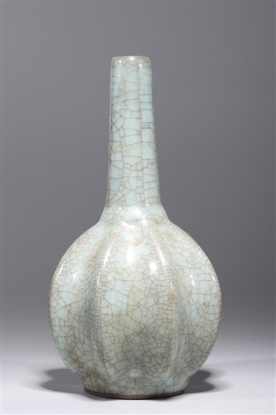 Appraisal: Chinese crackle glazed celadon porcelain vase with molded designs to