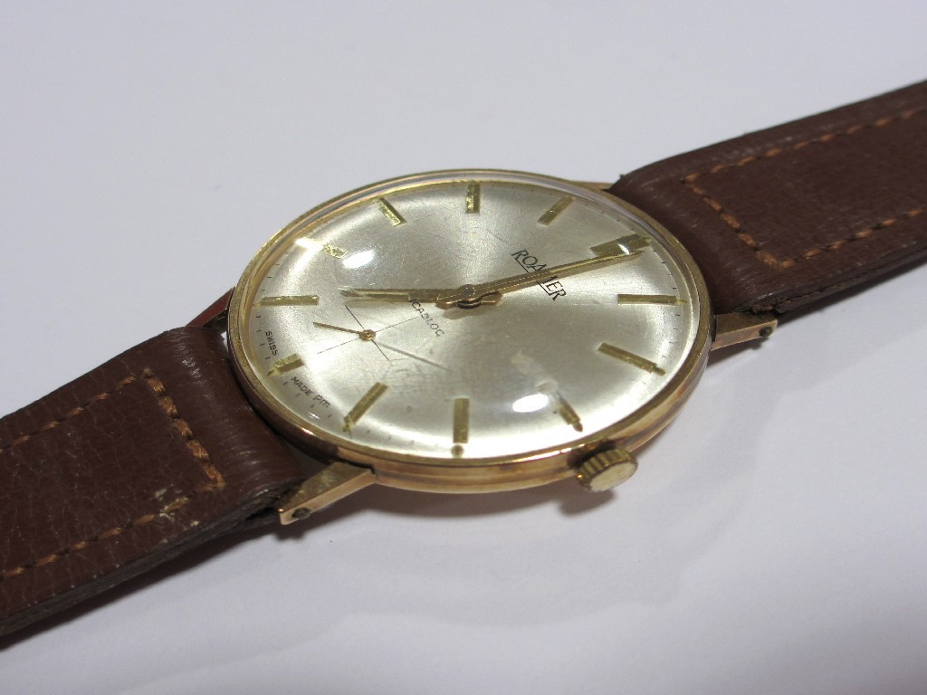 Appraisal: Gents ct gold cased Roamer wrist watch with silver dial