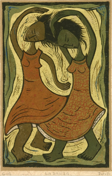 Appraisal: Angel Botello Puerto Rican - La Danza Linoleum cut in