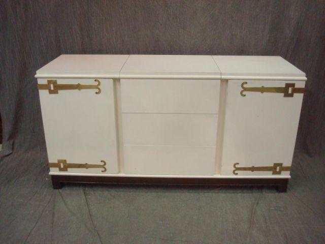 Appraisal: Parzinger Style White Lacquer Midcentury Cabinet From a Scarsdale home