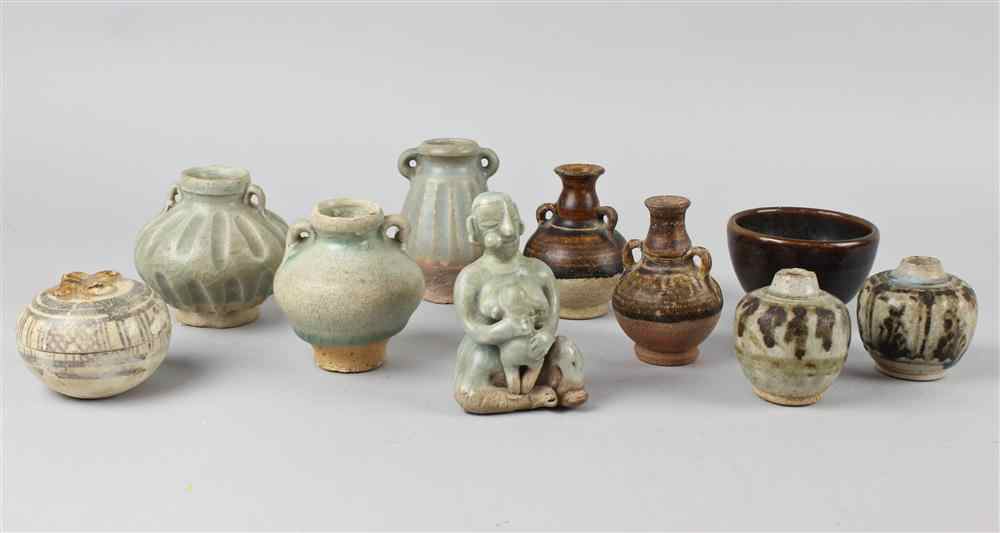 Appraisal: GROUP OF SAWANKHALOK MINIATURES TH TH CENTURY including ring-handled bottles