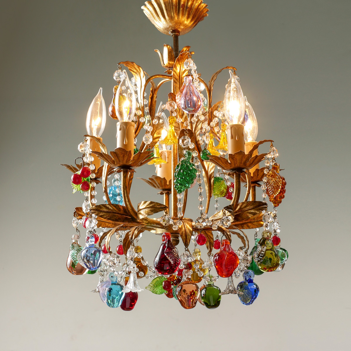 Appraisal: VENETIAN GLASS FRUIT CHANDELIER light Venetian chandelier with a scrolling