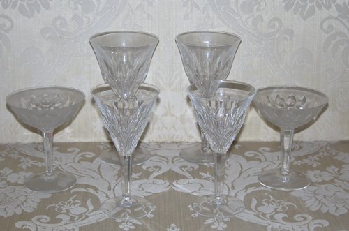 Appraisal: Title pc Crystal Stemware Set with diamond pattern comprising champagne