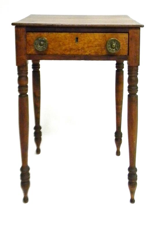 Appraisal: Early th C American Sheraton single drawer stand figured maple