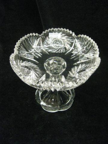 Appraisal: Brilliant Period Cut Glass Large Compote pinwheel crosshatching tall diameter