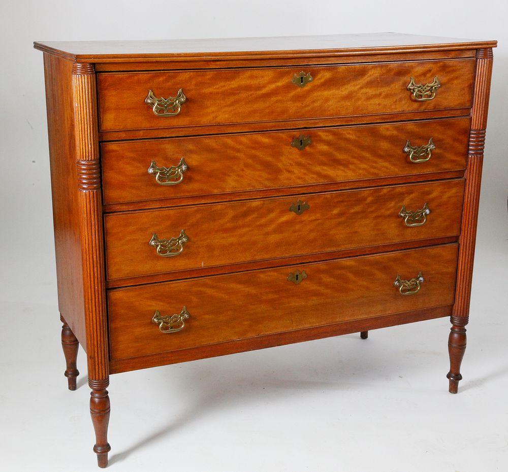 Appraisal: New Hampshire Sheraton Flame Birch Chest of Drawers th Century