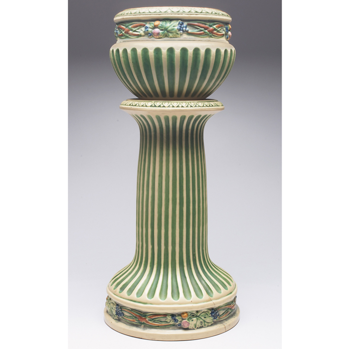 Appraisal: Roseville Corinthian jardiniere and pedestal jardiniere is marked overall ''w