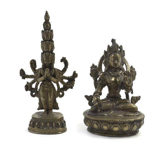 Appraisal: Sale Lot An Indian Bronze Deity depicted seated together with