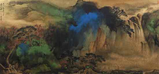 Appraisal: A Chinese Watercolor Painting after Zhang Daqian depicting a mountain