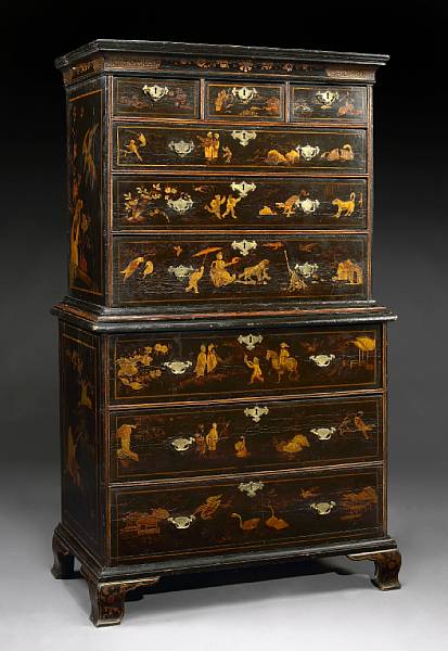 Appraisal: A George I japanned chest on chest first quarter th