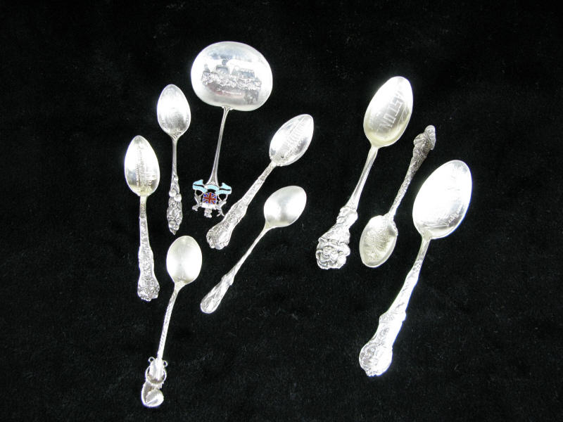 Appraisal: Group of Nine Sterling Souvenir Spoons including Concord NC Victoria