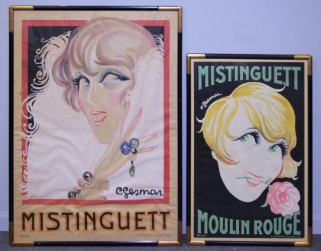 Appraisal: GESMAR Charles Mistinguett Color LithographPosters Larger poster depicting Mistinguett with