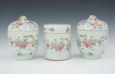 Appraisal: Three Piece Tongzhi Style Porcelain Set Guangxu or Xuantong Period