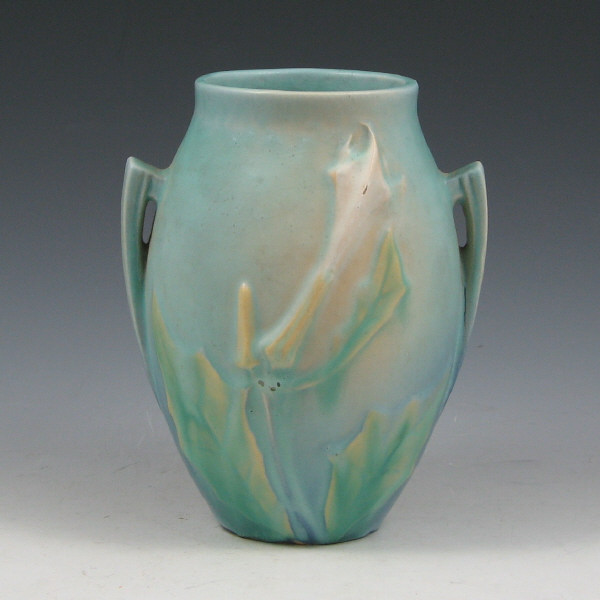 Appraisal: Roseville Thornapple vase in blue Marked Roseville - Narrow glaze