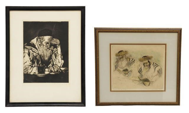 Appraisal: lot of Framed etchings on paper including Two Studies signed