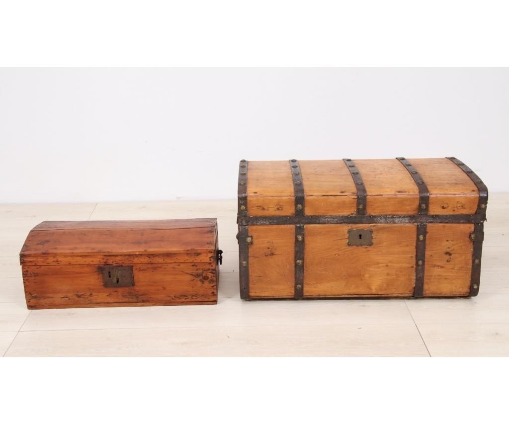 Appraisal: Two storage boxes to include an iron bound pine example